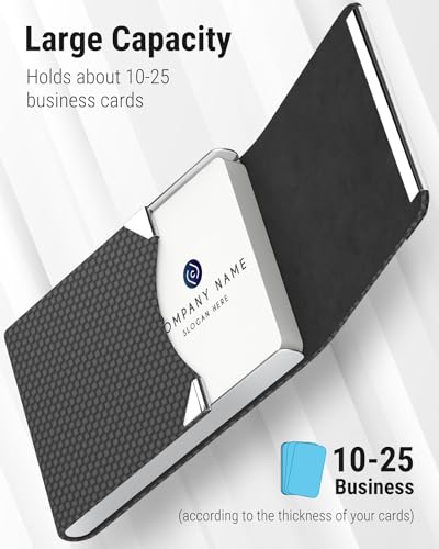 Smart Home MaxGear Business Card Holder, Slim PU Leather & Stainless Set