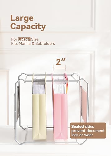 SortRax Plastic Extra Capacity Hanging File Folders, 2" Pastel Expanding Collection