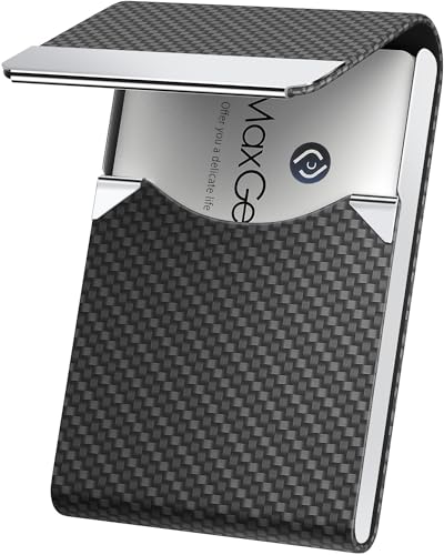 Smart Home MaxGear Business Card Holder, Slim PU Leather & Stainless Set