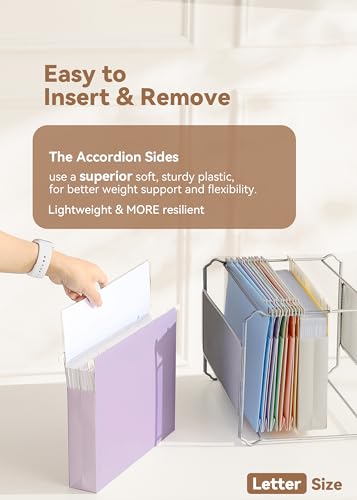 SortRax Plastic Extra Capacity Hanging File Folders, 2" Pastel Expanding Collection